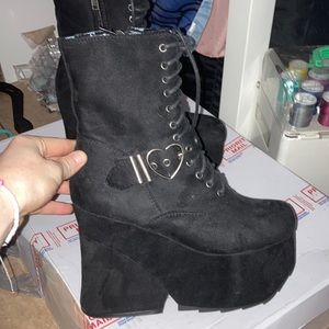 Black platform boots